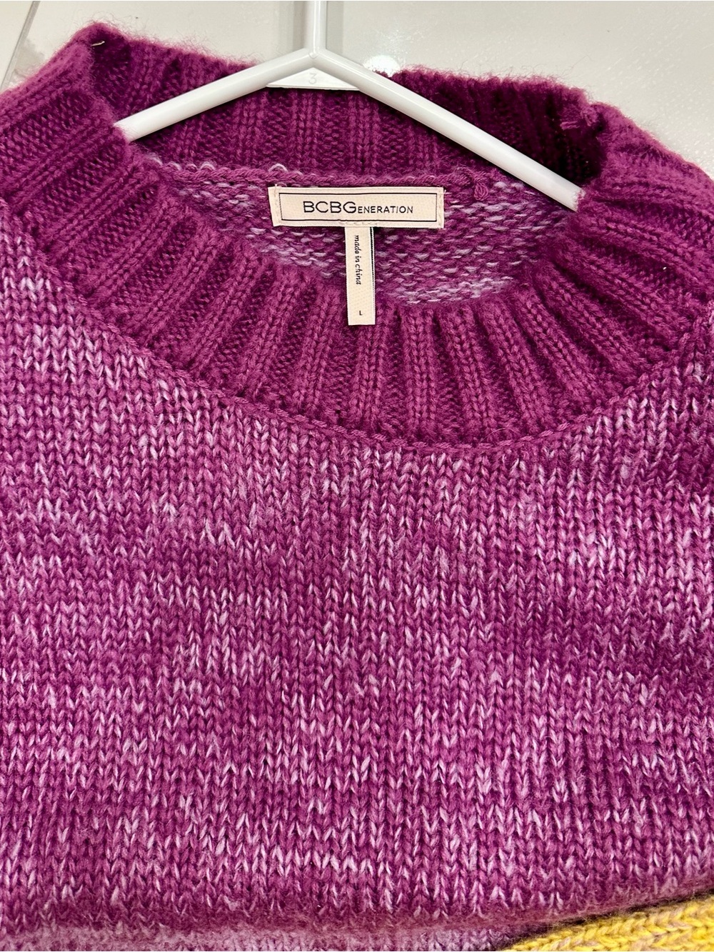 BCBGeneration Purple and Yellow Colorblock Crewneck Sweater - Picture 2 of 3